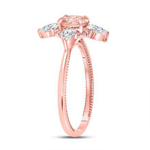 Load image into Gallery viewer, Radiant Rose Gold Morganite Halo Bridal Wedding Ring - Splendid Jewellery