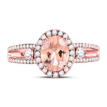 Load image into Gallery viewer, Radiant Rose Gold Morganite Solitaire Ring: A Captivating Gemstone Fashion Statement - Front View