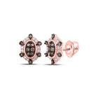Radiant Rose Gold Oval Earrings with Brown Diamond Accent - Splendid Jewellery