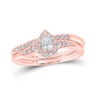 Radiant Rose Gold Pear Diamond Halo Bridal Wedding Ring Band Set 1/3 Cttw | Splendid Jewellery - Splendid Jewellery