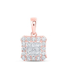 Radiant Rose Gold Princess Diamond Cluster Pendant - Splendid Jewellery