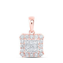 Load image into Gallery viewer, Radiant Rose Gold Princess Diamond Cluster Pendant - Splendid Jewellery
