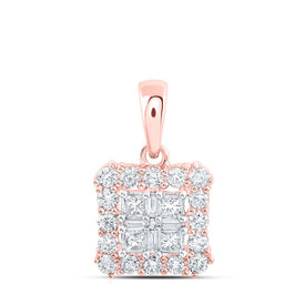 Radiant Rose Gold Princess Diamond Cluster Pendant - Splendid Jewellery