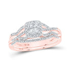 Radiant Rose Gold Princess Diamond Square Bridal Wedding Ring Band Set - Splendid Jewellery