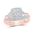 Radiant Rose Gold Princess Diamond Square Bridal Wedding Ring Band Set - Splendid Jewellery