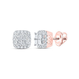 Radiant Rose Gold Princess Diamond Square Earrings - Splendid Jewellery