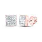 Radiant Rose Gold Princess Diamond Square Earrings - Splendid Jewellery