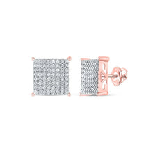 Load image into Gallery viewer, Radiant Rose Gold Square Diamond Earrings: A Dazzling Masterpiece in 10kt Rose Gold - Splendid Jewellery