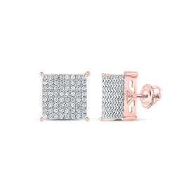 Radiant Rose Gold Square Diamond Earrings: A Dazzling Masterpiece in 10kt Rose Gold - Splendid Jewellery