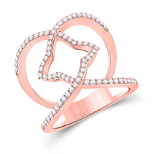 Load image into Gallery viewer, Radiant Rose Gold Starburst Diamond Band - Top View