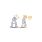 Radiant Royalty 10kt Yellow Gold Diamond Crown A Letter Earrings - Splendid Jewellery