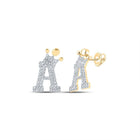 Radiant Royalty 10kt Yellow Gold Diamond Crown A Letter Earrings - Splendid Jewellery