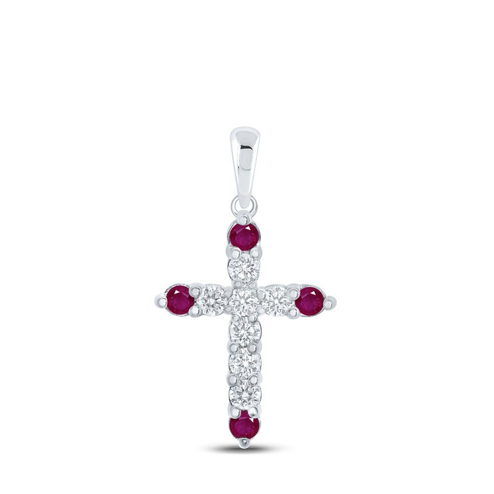 Radiant Ruby and Diamond Cross Pendant - Splendid Jewellery
