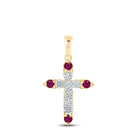 Radiant Ruby and Diamond Cross Pendant - Splendid Jewellery