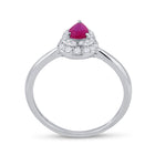 Radiant Ruby and Diamond Teardrop Halo Fashion Ring - Splendid Jewellery