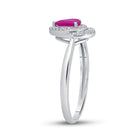 Radiant Ruby and Diamond Teardrop Halo Fashion Ring - Side View