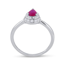 Load image into Gallery viewer, Radiant Ruby and Diamond Teardrop Halo Fashion Ring - Second Side View