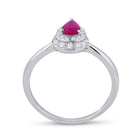 Radiant Ruby and Diamond Teardrop Halo Fashion Ring - Second Side View