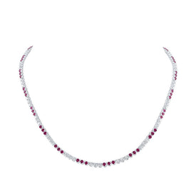 Radiant Ruby Diamond Tennis Necklace - Splendid Jewellery