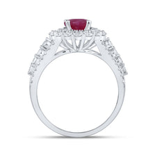 Load image into Gallery viewer, Radiant Ruby Elegance: 14kt White Gold Womens Oval Ruby Solitaire Diamond Fashion Ring - Splendid Jewellery