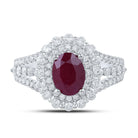 Radiant Ruby Elegance: 14kt White Gold Womens Oval Ruby Solitaire Diamond Fashion Ring - Splendid Jewellery