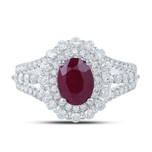 Load image into Gallery viewer, Radiant Ruby Elegance: 14kt White Gold Womens Oval Ruby Solitaire Diamond Fashion Ring - Splendid Jewellery
