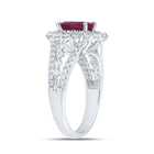 Radiant Ruby Elegance: 14kt White Gold Womens Oval Ruby Solitaire Diamond Fashion Ring - Side View