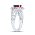 Radiant Ruby Elegance: 14kt White Gold Womens Oval Ruby Solitaire Diamond Fashion Ring - Splendid Jewellery