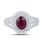 Radiant Ruby Elegance: 14kt White Gold Womens Oval Ruby Solitaire Diamond Fashion Ring - Second Side View