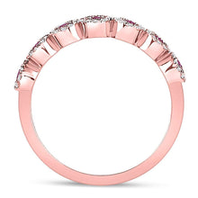 Load image into Gallery viewer, Radiant Ruby Halo Stackable Band Ring in 10kt Rose Gold - Alternate view 2 from Splendid Jewellery
