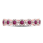Radiant Ruby Halo Stackable Band Ring in 10kt Rose Gold - Splendid Jewellery