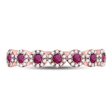 Load image into Gallery viewer, Radiant Ruby Halo Stackable Band Ring in 10kt Rose Gold - Splendid Jewellery