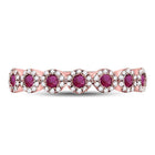 Radiant Ruby Halo Stackable Band Ring in 10kt Rose Gold - Splendid Jewellery