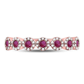 Radiant Ruby Halo Stackable Band Ring in 10kt Rose Gold - Splendid Jewellery