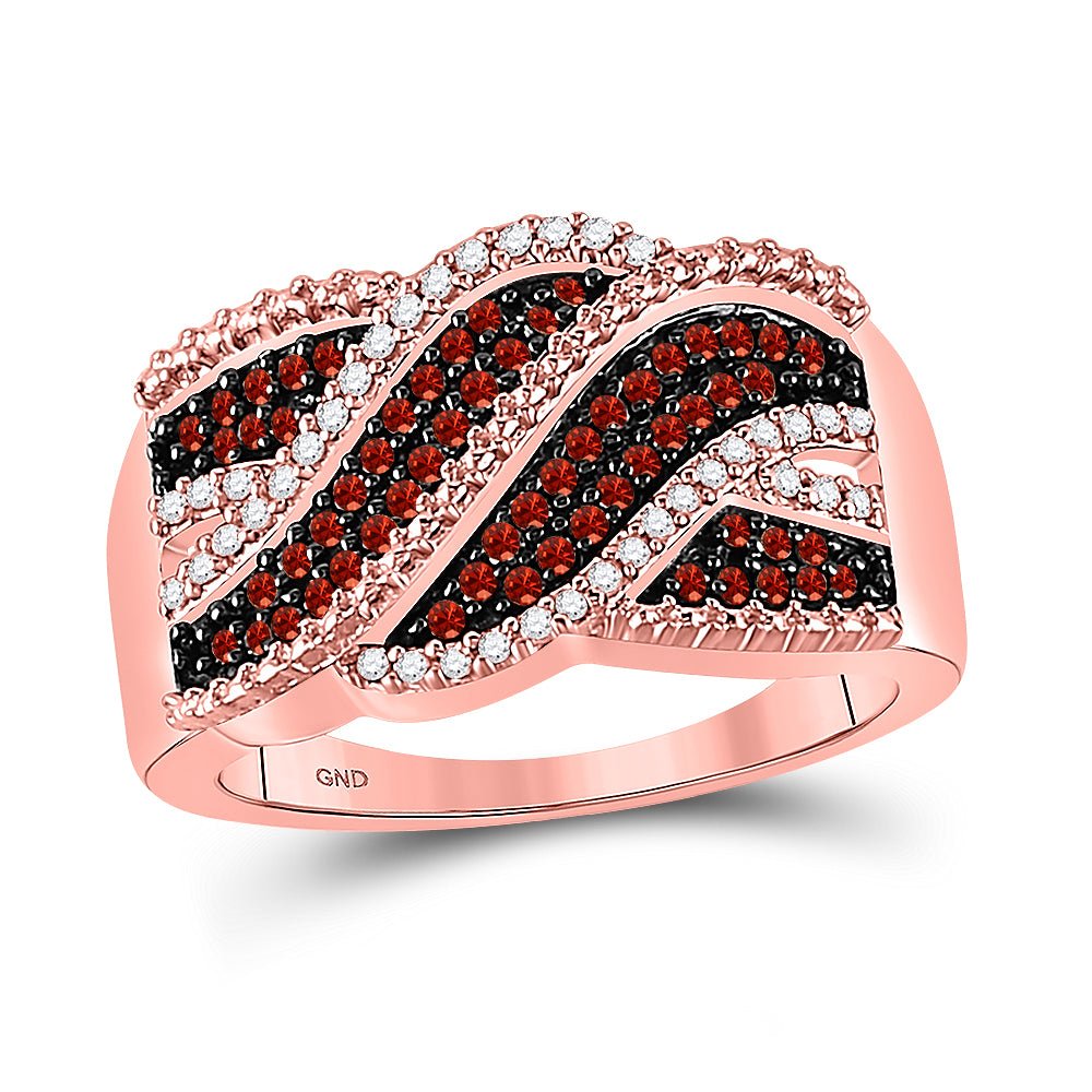 Radiant Ruby Rose Gold Crossover Fashion Ring - Splendid Jewellery