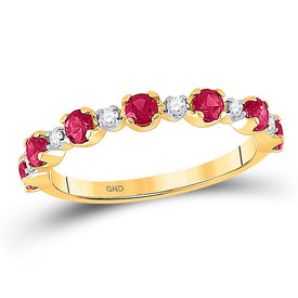 Radiant Ruby Sparkle | 10kt Yellow Gold Womens Gemstone Band Ring 1 Cttw | Splendid Jewellery Top View from Splendid Jewellery