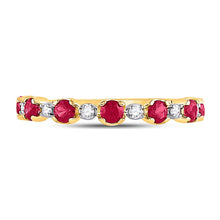 Load image into Gallery viewer, Radiant Ruby Sparkle | 10kt Yellow Gold Womens Gemstone Band Ring 1 Cttw | Splendid Jewellery Front View from Splendid Jewellery