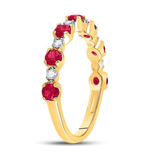 Load image into Gallery viewer, Radiant Ruby Sparkle | 10kt Yellow Gold Womens Gemstone Band Ring 1 Cttw | Splendid Jewellery Side View from Splendid Jewellery