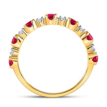 Load image into Gallery viewer, Radiant Ruby Sparkle | 10kt Yellow Gold Womens Gemstone Band Ring 1 Cttw | Splendid Jewellery - Splendid Jewellery