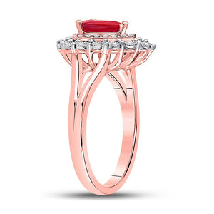 Radiant Ruby Teardrop Halo Ring in 14kt Rose Gold - Captivating Elegance by Splendid Jewellery - Splendid Jewellery