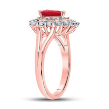 Load image into Gallery viewer, Radiant Ruby Teardrop Halo Ring in 14kt Rose Gold - Captivating Elegance by Splendid Jewellery - Splendid Jewellery