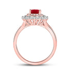 Radiant Ruby Teardrop Halo Ring in 14kt Rose Gold - Captivating Elegance by Splendid Jewellery - Side View