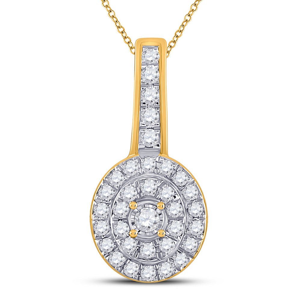 Radiant Serenity: 10kt Yellow Gold Womens Round Diamond Fashion Pendant 1/3 Cttw - Splendid Jewellery