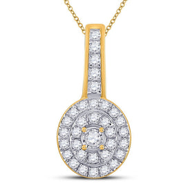 Radiant Serenity: 10kt Yellow Gold Womens Round Diamond Fashion Pendant 1/3 Cttw - Splendid Jewellery