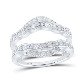 Radiant Spark 14kt White Gold Womens Round Diamond Wrap Enhancer Wedding Band - Splendid Jewellery