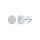 Radiant Sparkle: 10kt White Gold Womens Round Diamond Cluster Earrings 1/4 Cttw - Splendid Jewellery