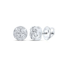 Radiant Sparkle: 10kt White Gold Womens Round Diamond Cluster Earrings 1/4 Cttw - Splendid Jewellery