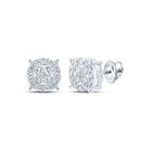 Radiant Sparkle: 10kt White Gold Womens Round Diamond Cluster Earrings 3/4 Cttw - Splendid Jewellery