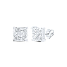 Load image into Gallery viewer, Radiant Sparkle: 10kt White Gold Womens Round Diamond Square Earrings 1/2 Cttw - Splendid Jewellery