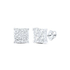 Radiant Sparkle: 10kt White Gold Womens Round Diamond Square Earrings 1/2 Cttw - Splendid Jewellery